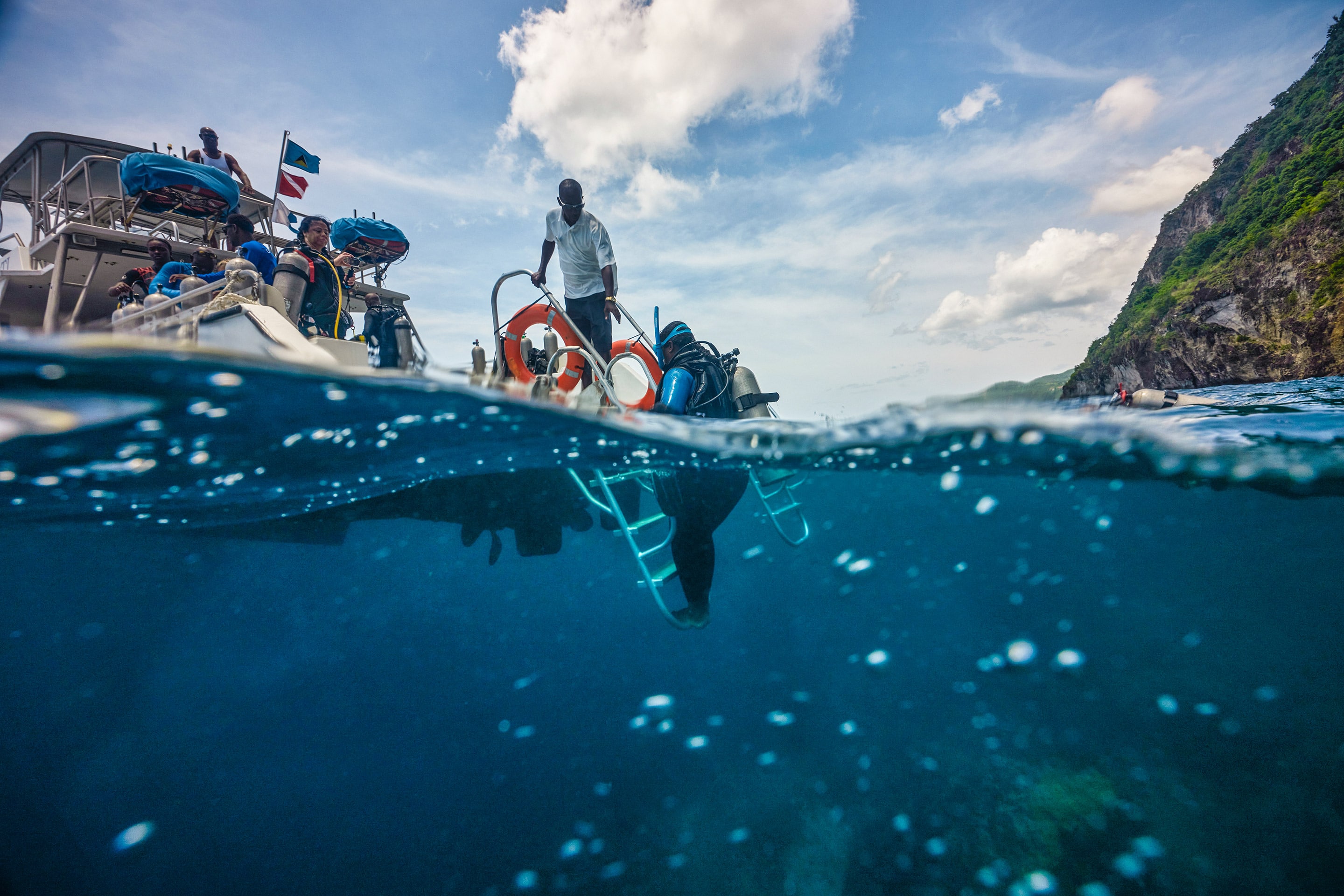 Image above and below water.