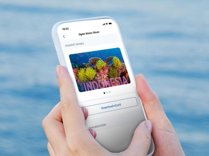 A new PADI Certification Card used for mobile.