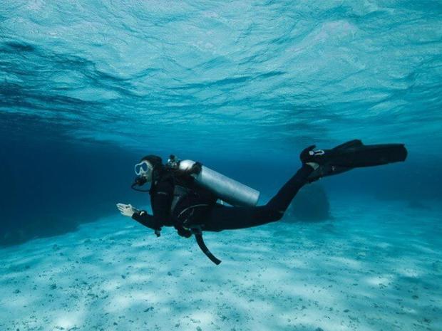Diver swimming in water