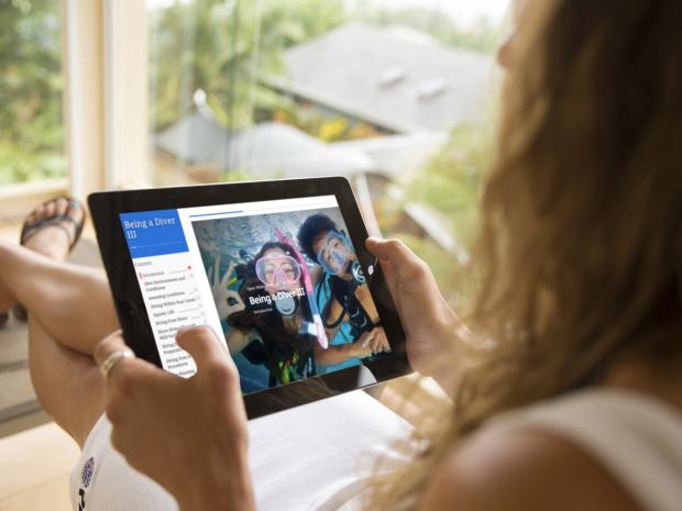 You can sit in the comfort of your living space and learn about diving.