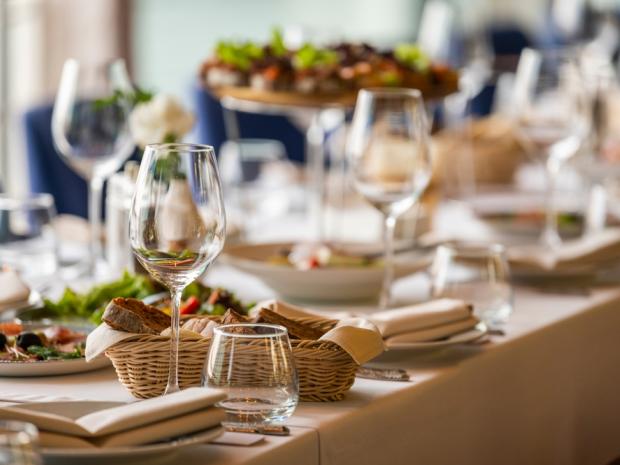 glassware placed on a table in a restaurant