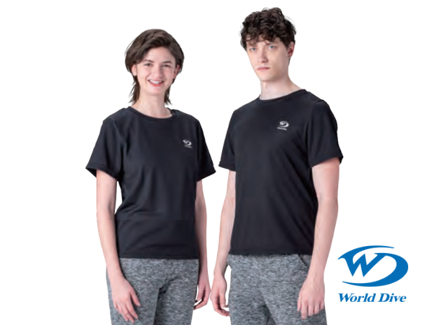 a woman and a man wearing black T shirts