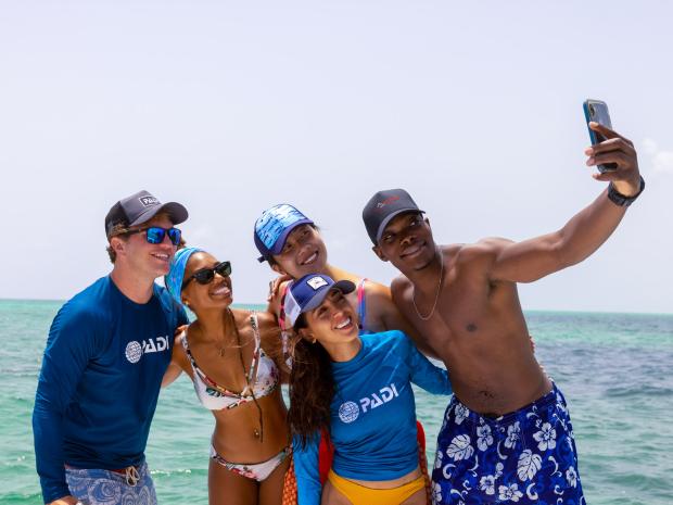 A group photo at the beach.