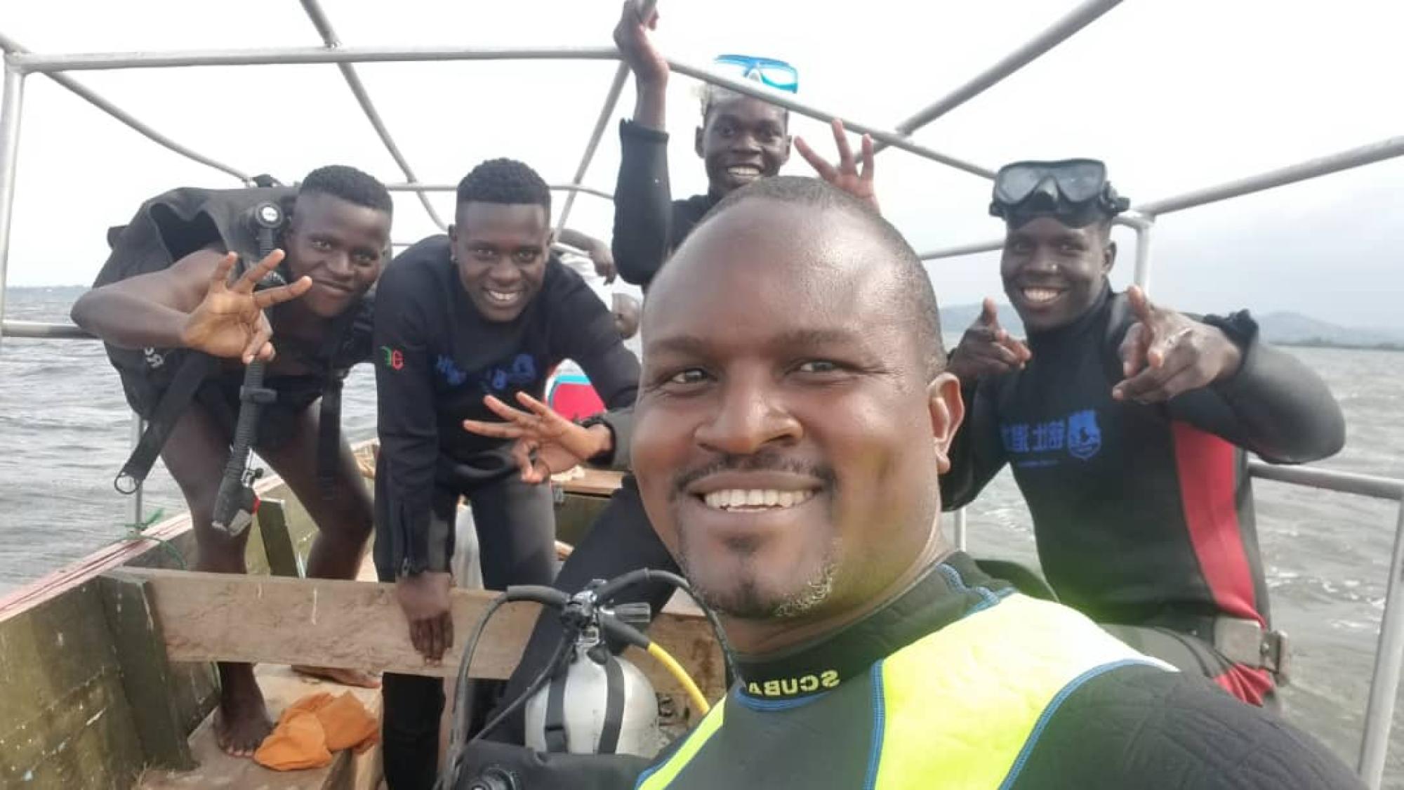 Rwenzori Scuba Divers and Salvage Diving Team Photo - for a voluntary clean up at Miami Beach on Lake Victoria