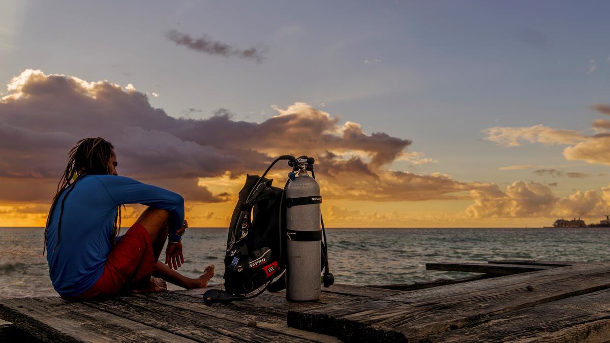 Diver with his gear