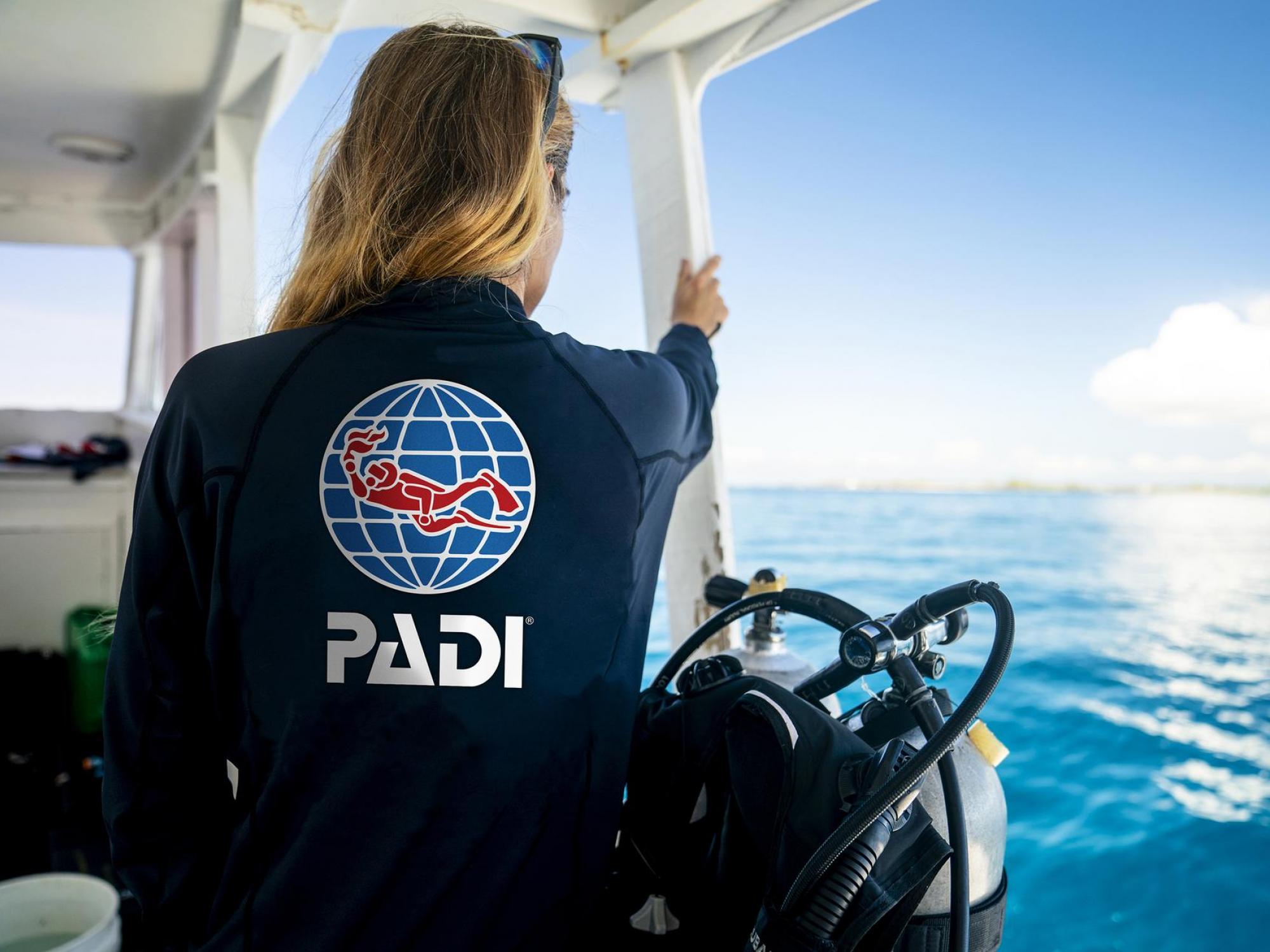 PADI member on a boat